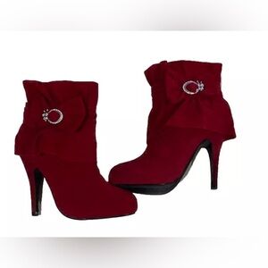 DbDk Red Ankle Boots Night Out Cocktail Hour Boots